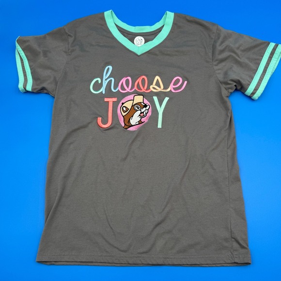 BUC-EE'S Tops - Buc-ee's Choose Joy Gray T-Shirt V-Neck Short Sleeve Women's Small